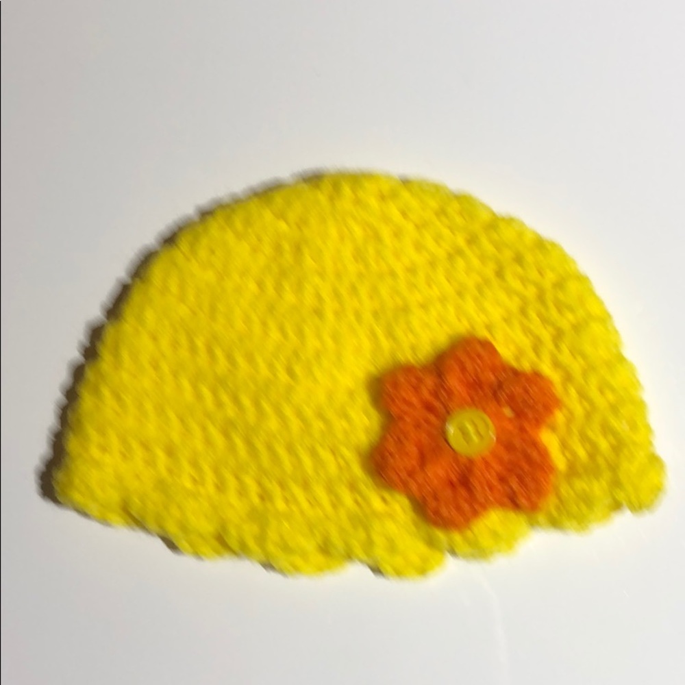 Baby beanie flower hat yellow orange